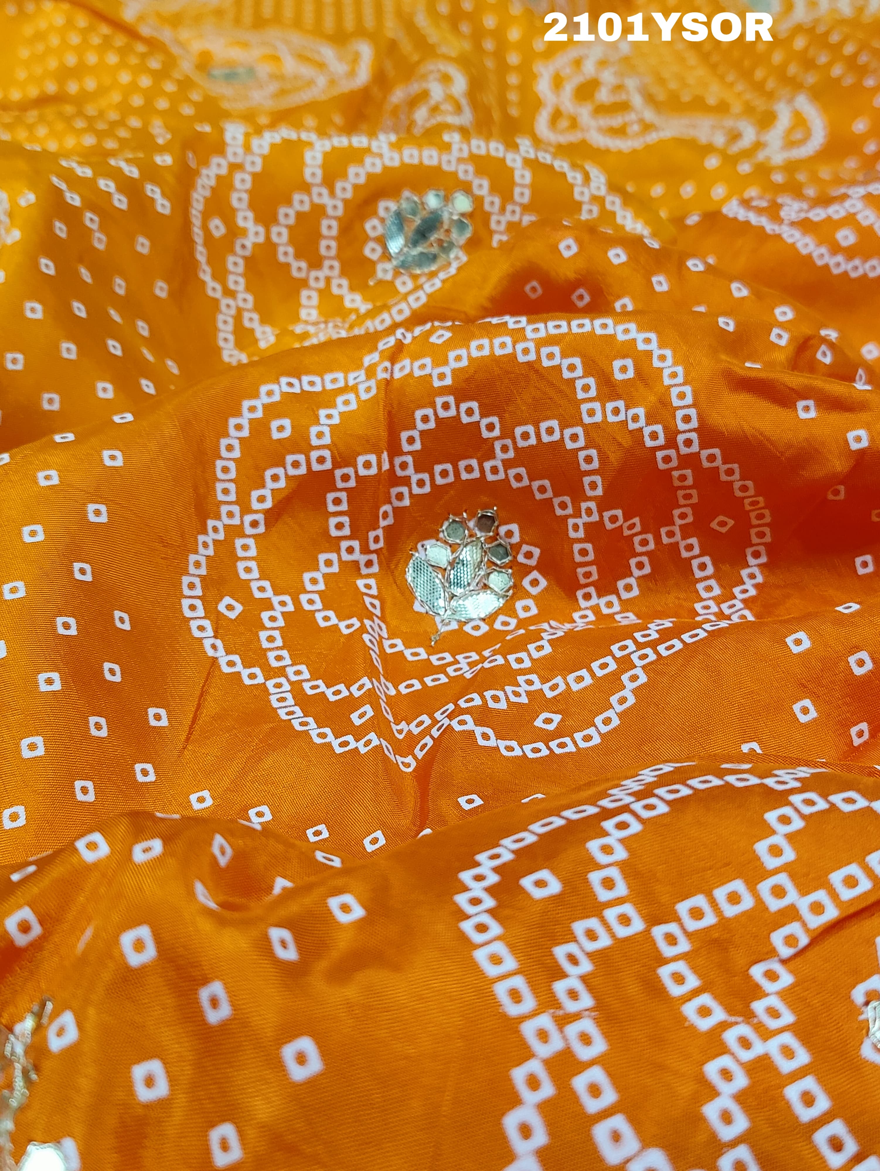  Silk Bandhani With Pitan Gotapatti Worksareein yellow colour