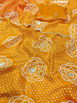 Silk Bandhani With Pitan Gotapatti Worksareein yellow colour