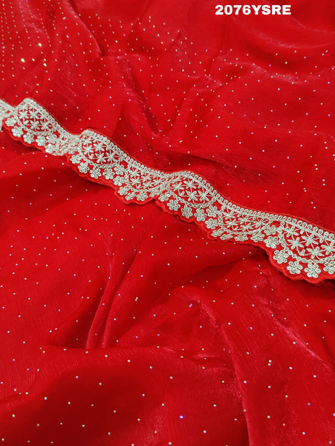 KcPc New Pure Satin Silk Bridal Style With Gotapatti Work Saree MK