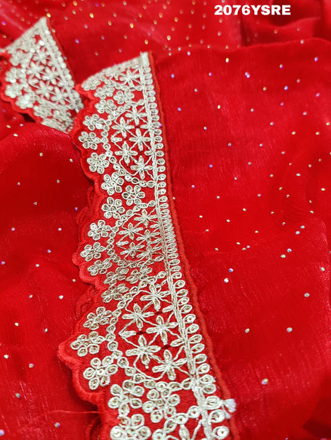 KcPc New Pure Satin Silk Bridal Style With Gotapatti Work Saree MK