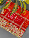 KcPc Trending Pure Gaji Silk Bandhani Jardoji Ghatchola Chunri Pila Odhna (Red Orange)