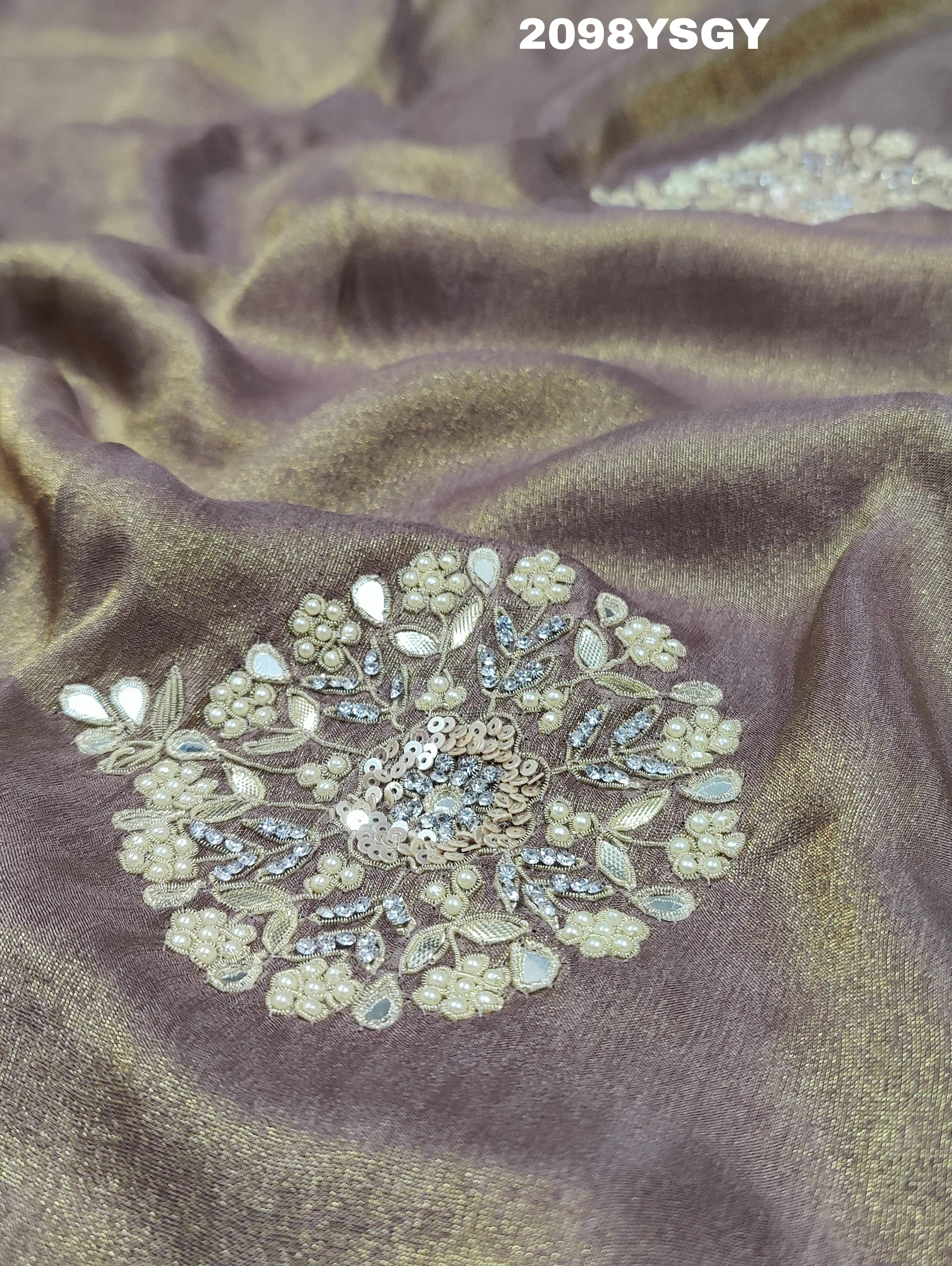 Tussar Silk Cut Dana Work With Bollywood Style Saree in silver colour