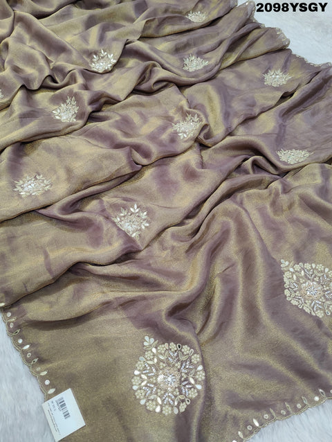 KcPc New Beautiful  Tussar Silk Cut Dana Work With Bollywood Style Saree AMT