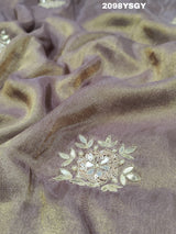 Tussar Silk Cut Dana Work With Bollywood Style Saree in silver colour