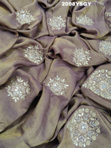 Tussar Silk Cut Dana Work With Bollywood Style Saree in silver colour