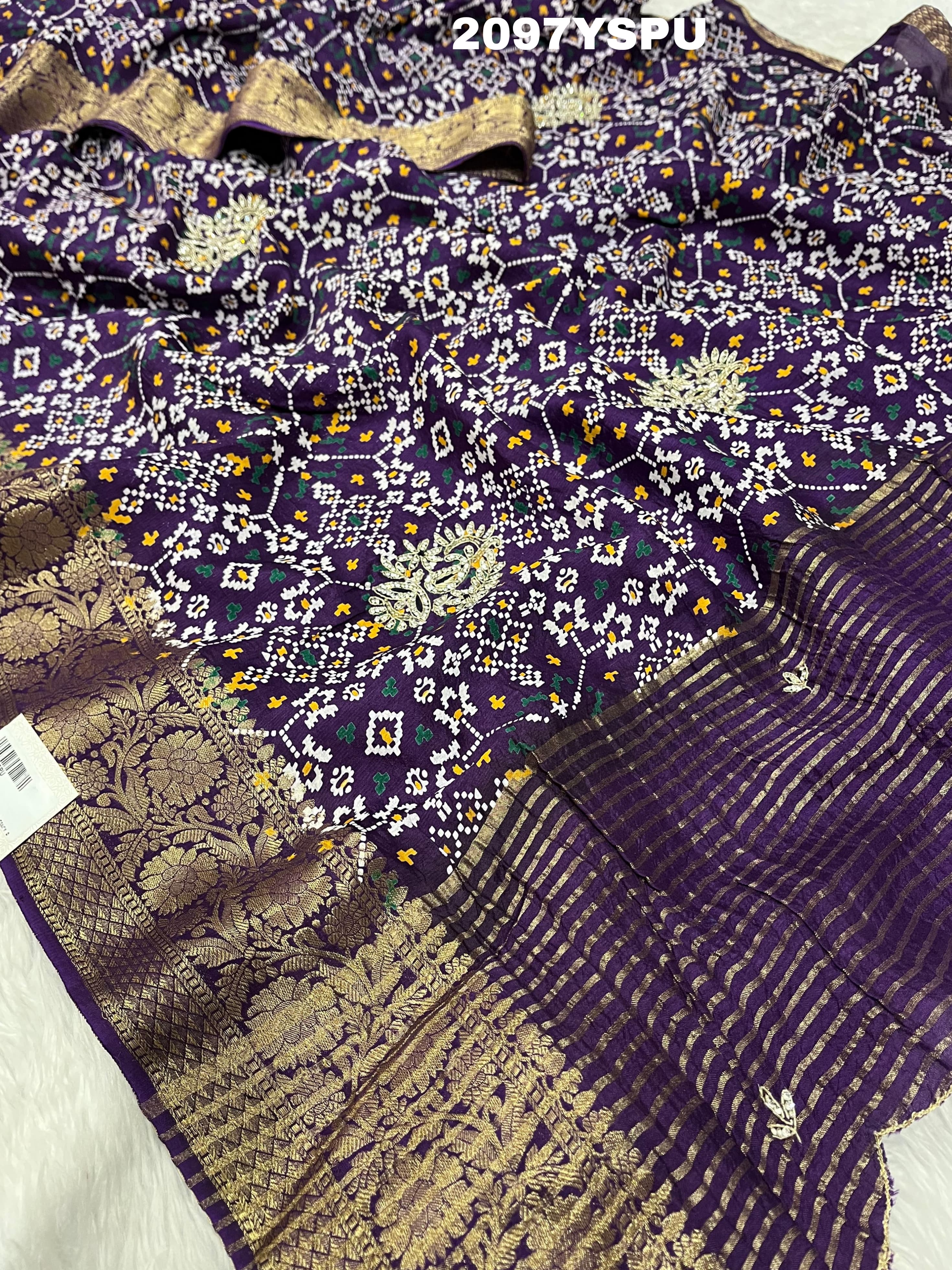 Silk Zardoji Work With Patola Print Style Saree in purple colour