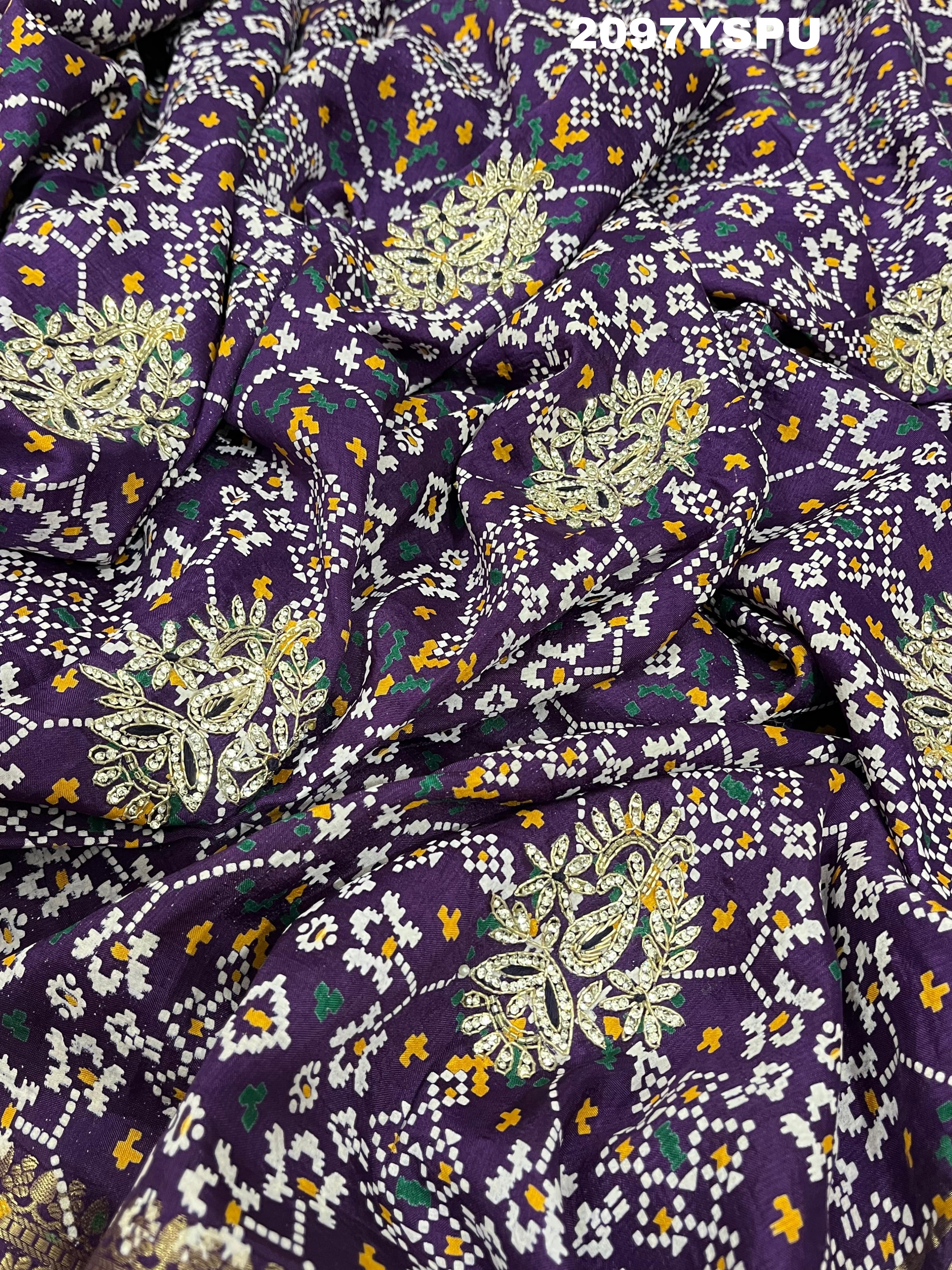 Silk Zardoji Work With Patola Print Style Saree in purple colour