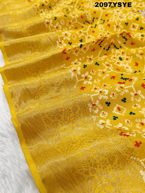 KcPc New Beautiful Mnga Silk Zardoji Work With Patola Print Style Saree AMT
