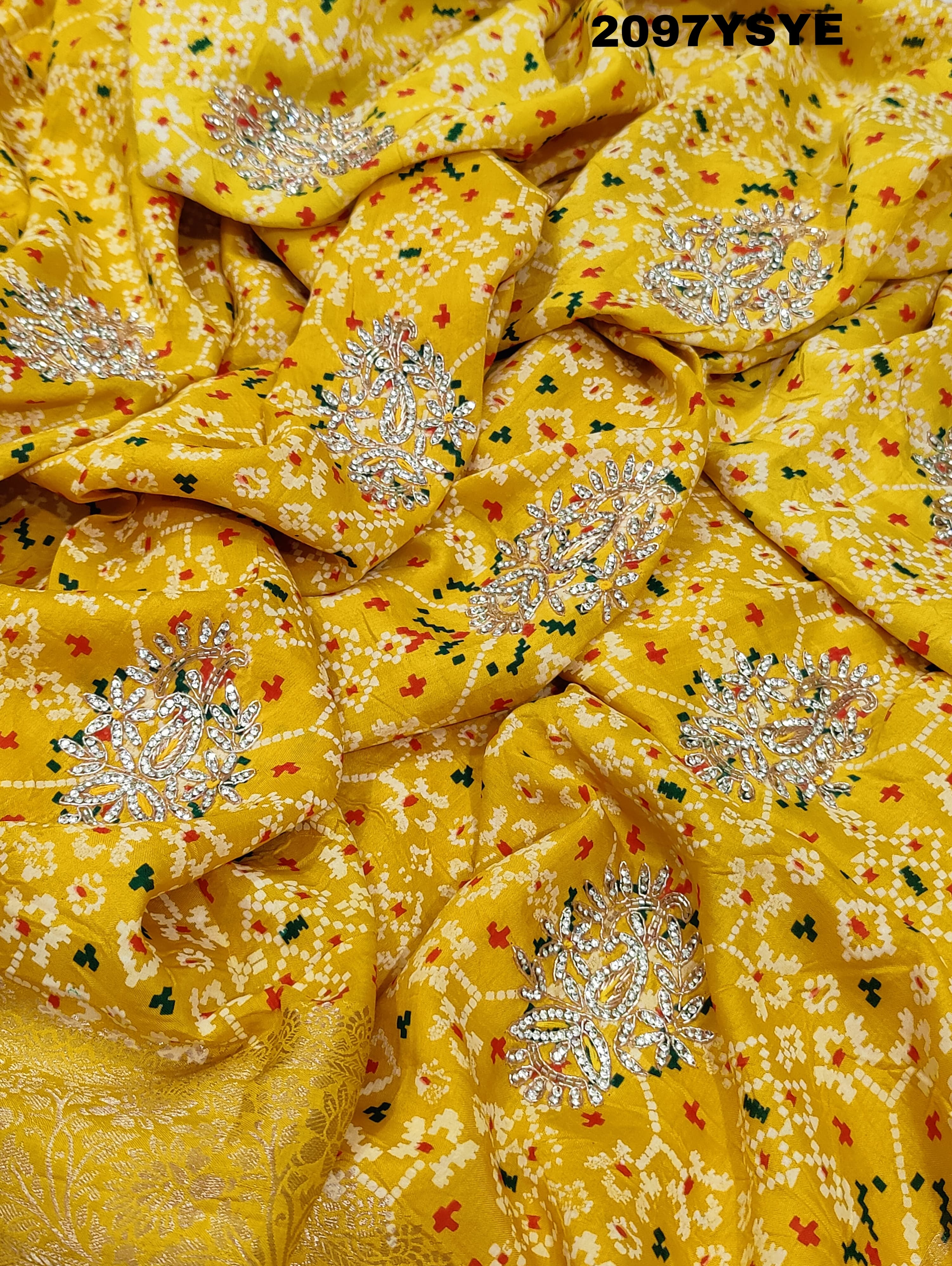  Silk Zardoji Work With Patola Print Style Saree in yellow colour