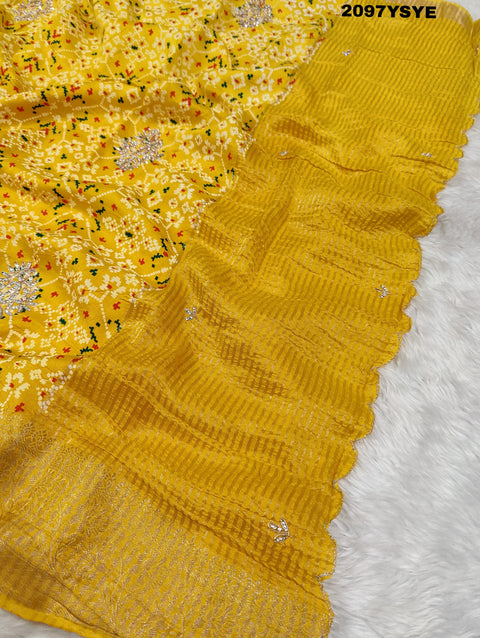 KcPc New Beautiful Mnga Silk Zardoji Work With Patola Print Style Saree AMT