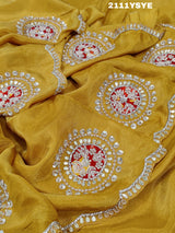  Dola Silk Gotapatti Work With Bollywood Style Saree in yellow colour