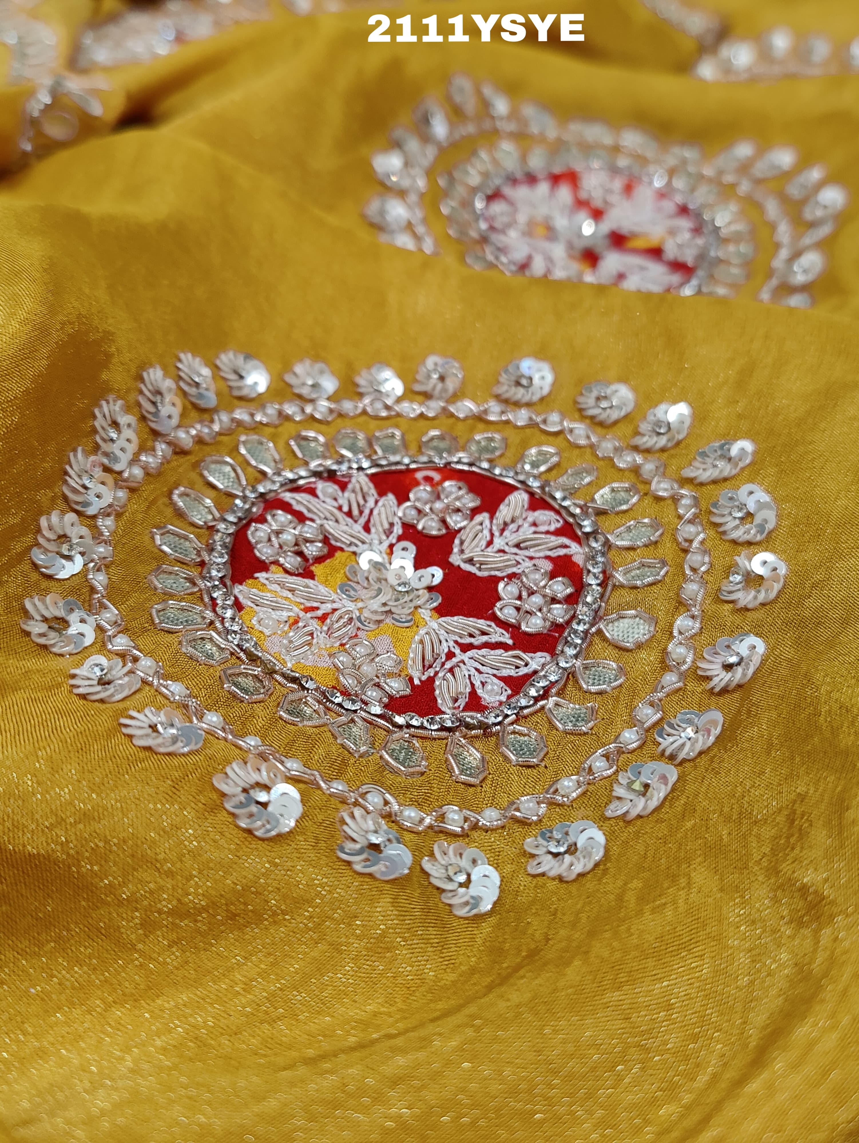  Dola Silk Gotapatti Work With Bollywood Style Saree in yellow colour