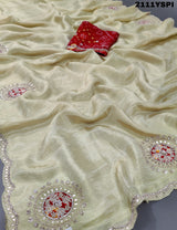  Dola Silk Gotapatti Work With Bollywood Style Saree in white colour