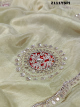  Dola Silk Gotapatti Work With Bollywood Style Saree in white colour
