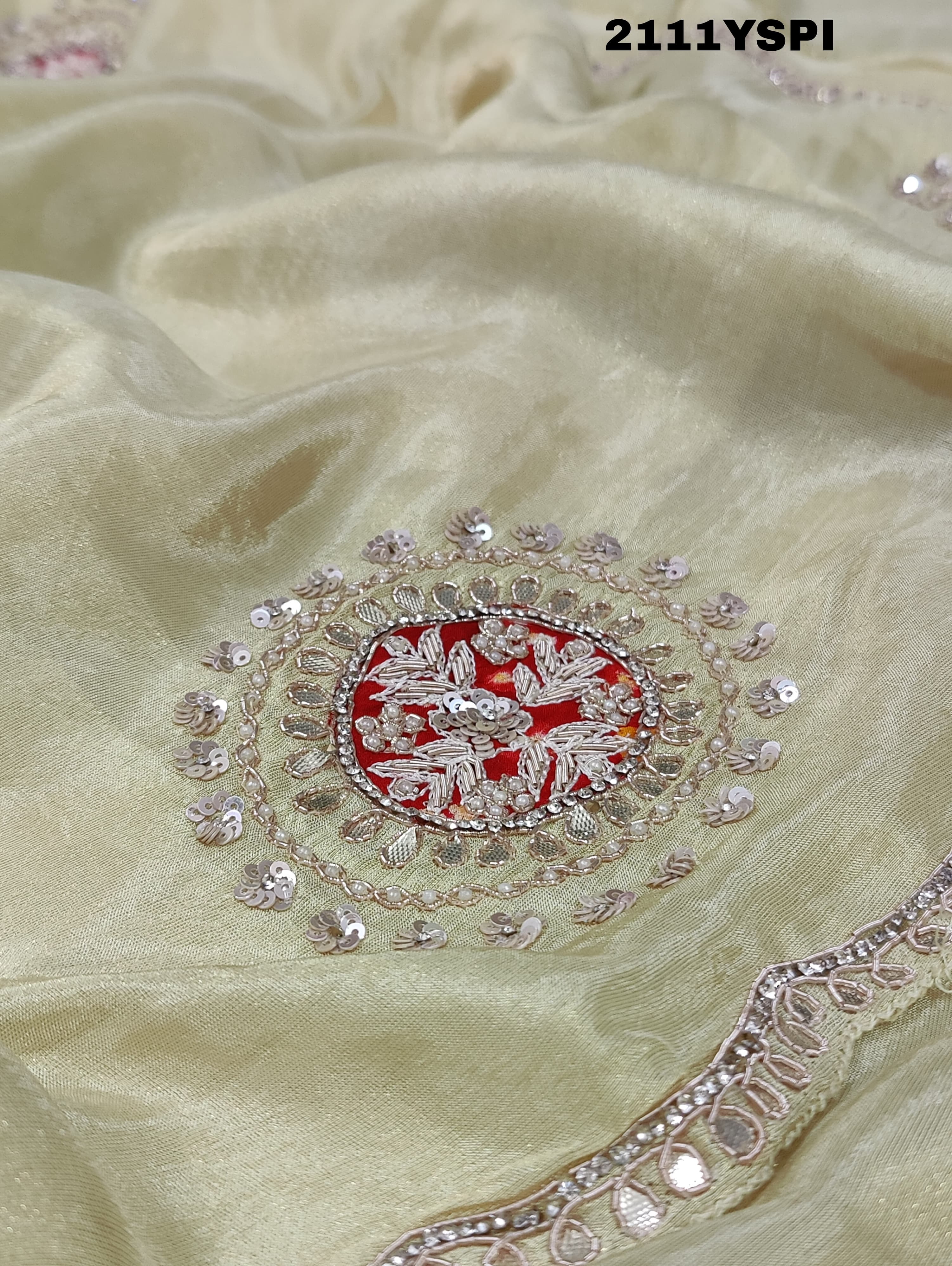  Dola Silk Gotapatti Work With Bollywood Style Saree in white colour