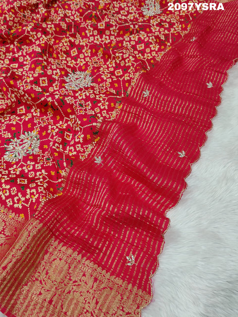 KcPc New Mnga Silk Zardoji Work With Patola Print Style Saree AMT