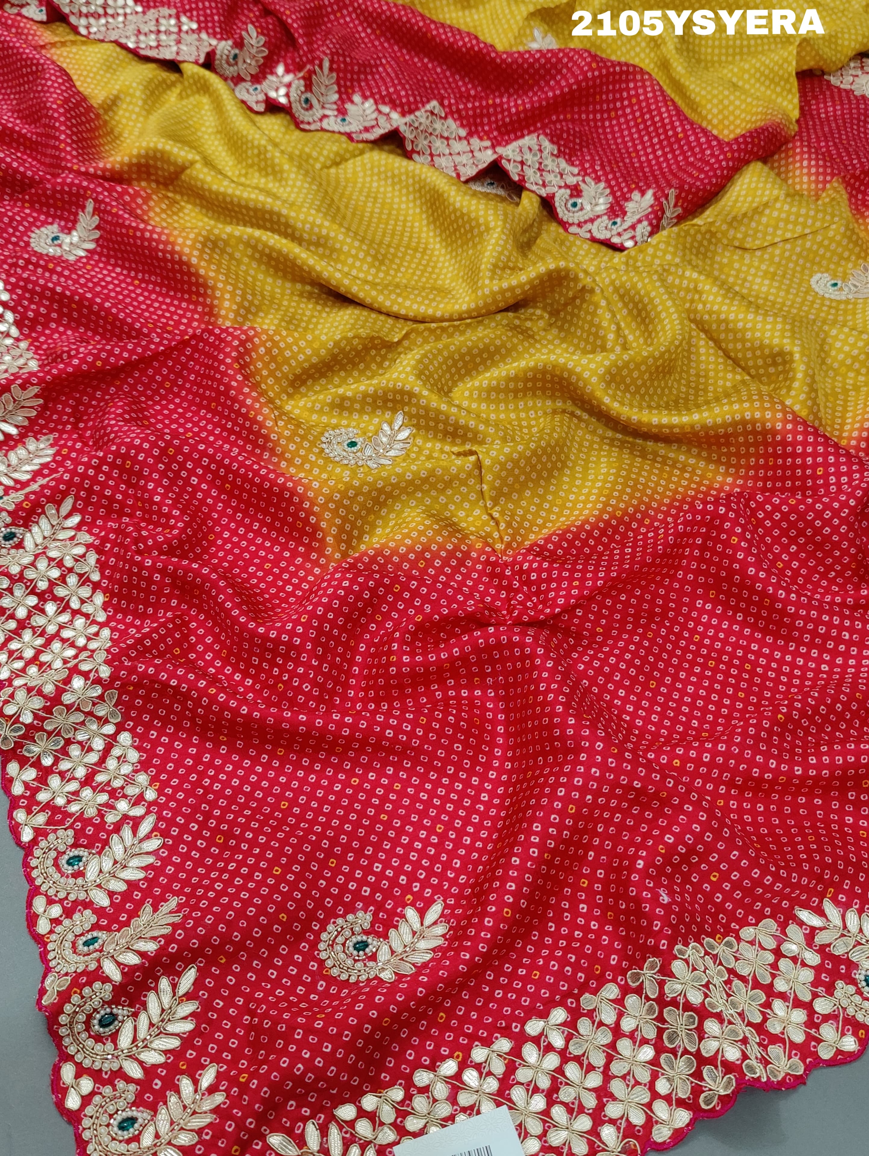 KcPc New Modal Silk Gota patti Work With Bandhani Style Saree ANT