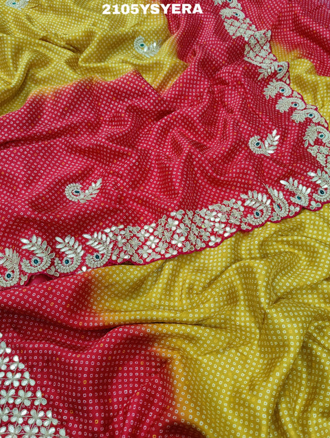 KcPc New Modal Silk Gota patti Work With Bandhani Style Saree ANT