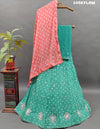 Alehenga with Bandhani style and cutdana work. 