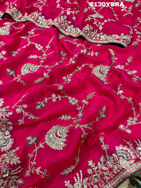 KcPc New Special H O Chinon Rajwadi Style Sequence Embroidery Work saree  PAL