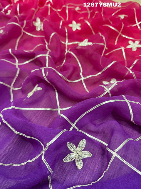 KcPc New Beautiful  Georgette Multi Colour Gota Patti Work Saree  SWA