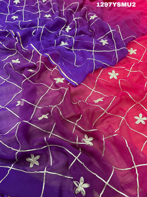 KcPc New Beautiful  Georgette Multi Colour Gota Patti Work Saree  SWA