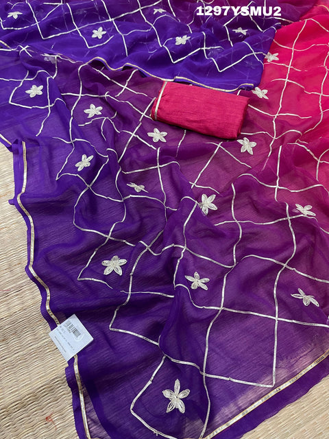 KcPc New Beautiful  Georgette Multi Colour Gota Patti Work Saree  SWA