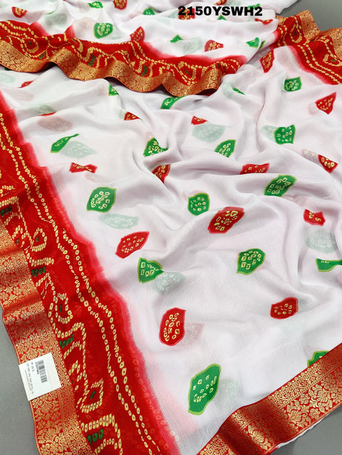 KcPc New Mos Chiffon Bandhani style Printed  Saree VRN