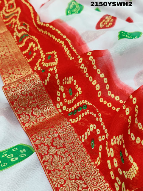 KcPc New Mos Chiffon Bandhani style Printed  Saree VRN
