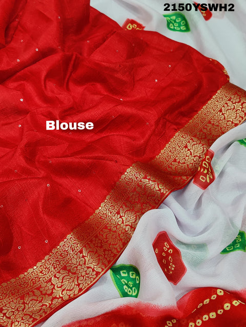 KcPc New Mos Chiffon Bandhani style Printed  Saree VRN