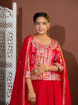 KcPc New Beautiful Gaji Silk Bandhani Style With Gotapatti indo western Dress WorkSATIS