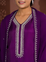 KcPc NewCrape silk Sharara With Cutdana work indo western Dress MUL