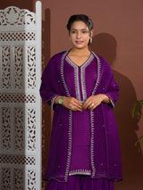 KcPc NewCrape silk Sharara With Cutdana work indo western Dress MUL
