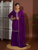 KcPc NewCrape silk Sharara With Cutdana work indo western Dress MUL