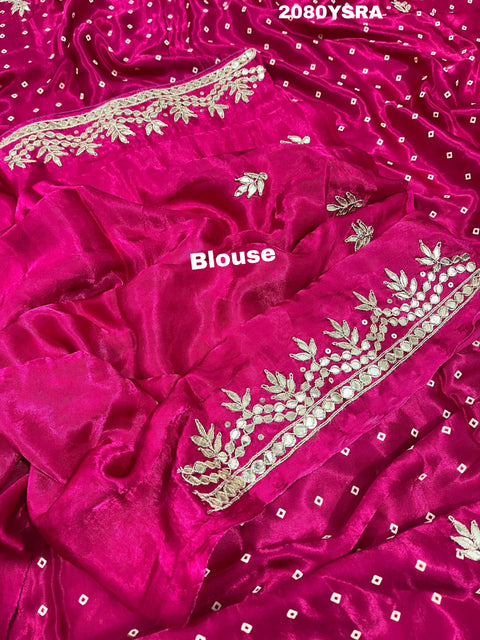 KcPc Modal Silk Bandhani With Gotapatti Work Saree PIF