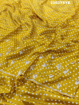 Silk Bandhani With Pearl Gotapatti Work Sareein yellow colour