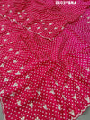  Silk Bandhani With Pearl Gotapatti Work Saree in rani colour
