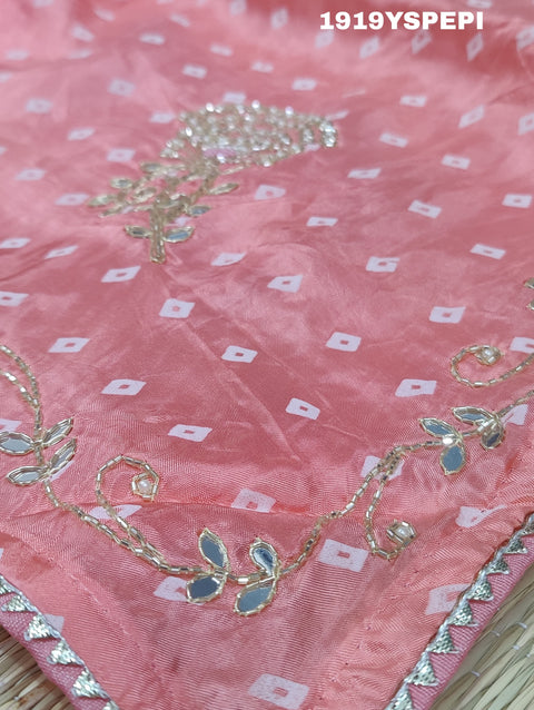 KcPc New Beautiful H O Silk Bandhani With Cutdana Work Saree AMT