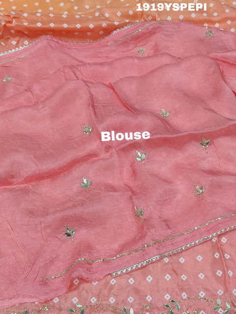 KcPc New Beautiful H O Silk Bandhani With Cutdana Work Saree AMT