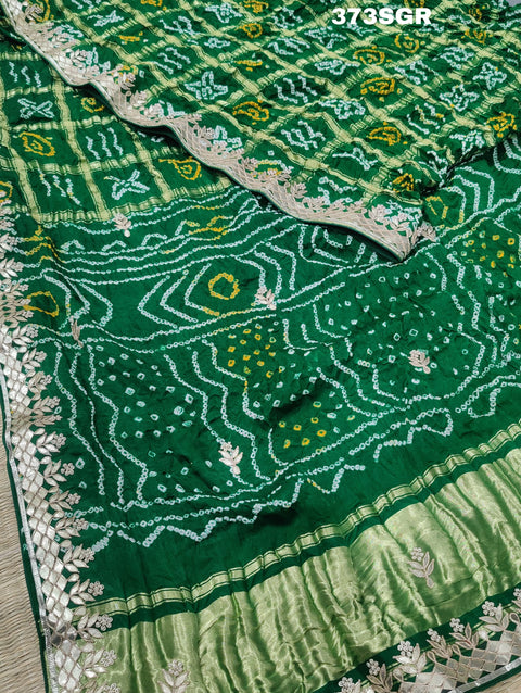 KcPc Pure Gaji Silk Bandhani Ghatchola Heavy Gotapatti Work Sarer  AMT
