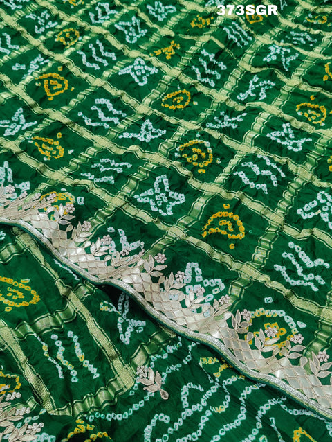 KcPc Pure Gaji Silk Bandhani Ghatchola Heavy Gotapatti Work Sarer  AMT