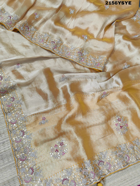 KcPc New Tissue Silk Bollywood Style With Sequence Embroidery Work Saree PAL