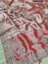  Bollywood Style With Sequence Embroidery Work Saree in peach colour