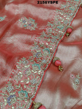  Bollywood Style With Sequence Embroidery Work Saree in peach colour