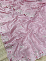  Silk Sequence cutdana Tari Work Saree in pink colour