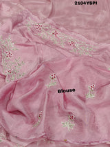  Silk Sequence cutdana Tari Work Saree in pink colour