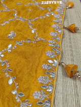 Silk Gotapatti Work Saree in yellow colour