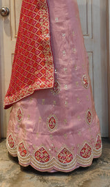 KcPc New Upada Silk Khaddi Georgette dupatta Cutdana white beads work Lehenga MAD