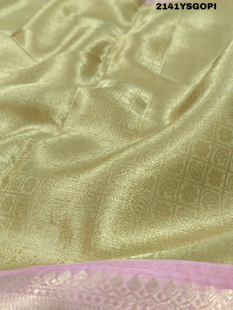 KcPc Tissue Silk Kanjivaram Style Banarasi Weaving Saree KB