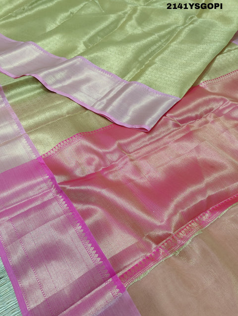 KcPc Tissue Silk Kanjivaram Style Banarasi Weaving Saree KB